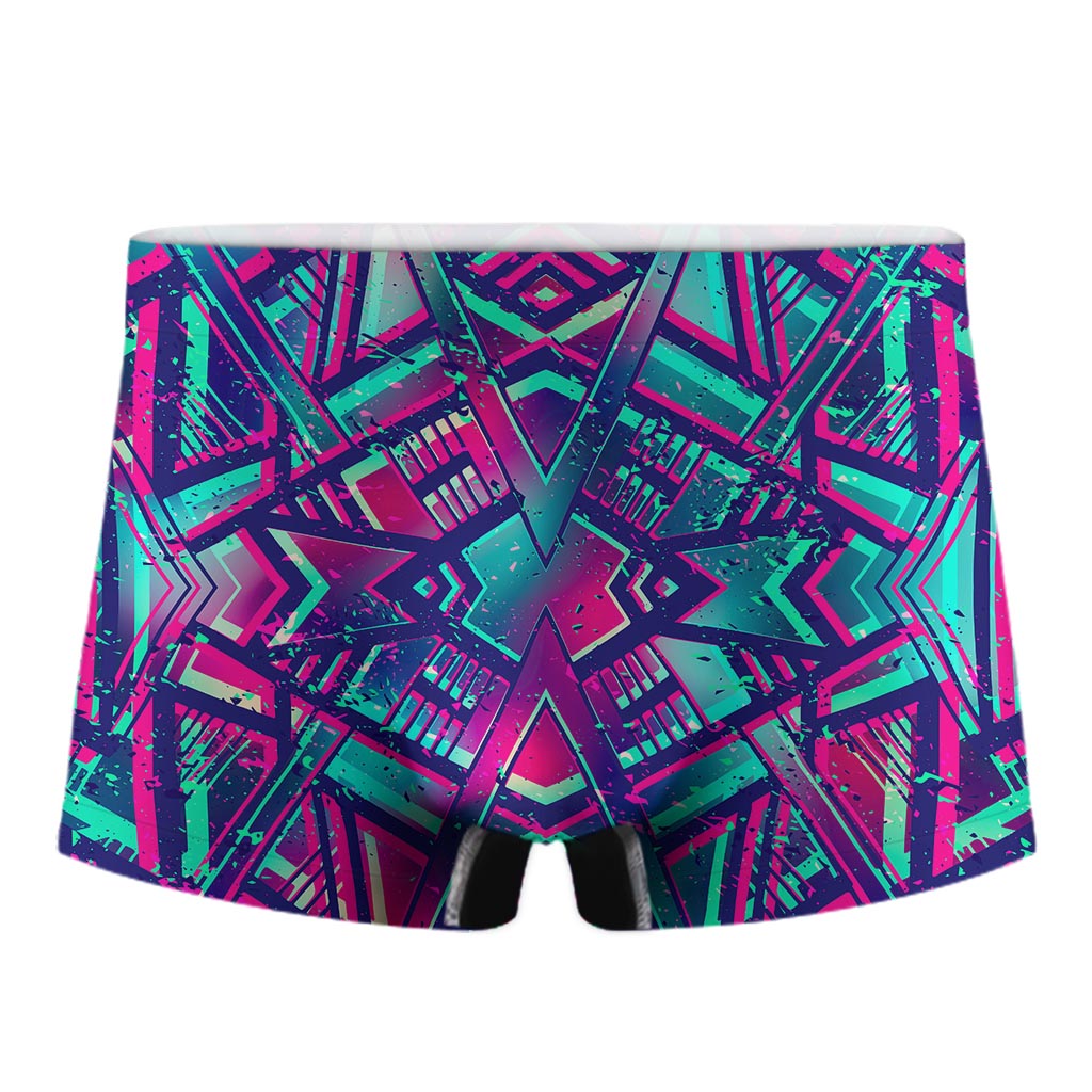 Neon Ethnic Aztec Trippy Print Men's Boxer Briefs