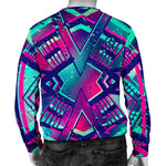 Neon Ethnic Aztec Trippy Print Men's Crewneck Sweatshirt GearFrost