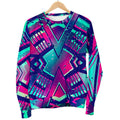 Neon Ethnic Aztec Trippy Print Men's Crewneck Sweatshirt
