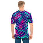 Neon Ethnic Aztec Trippy Print Men's T-Shirt