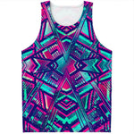 Neon Ethnic Aztec Trippy Print Men's Tank Top