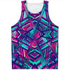 Neon Ethnic Aztec Trippy Print Men's Tank Top