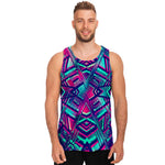 Neon Ethnic Aztec Trippy Print Men's Tank Top