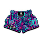 Neon Ethnic Aztec Trippy Print Muay Thai Boxing Shorts