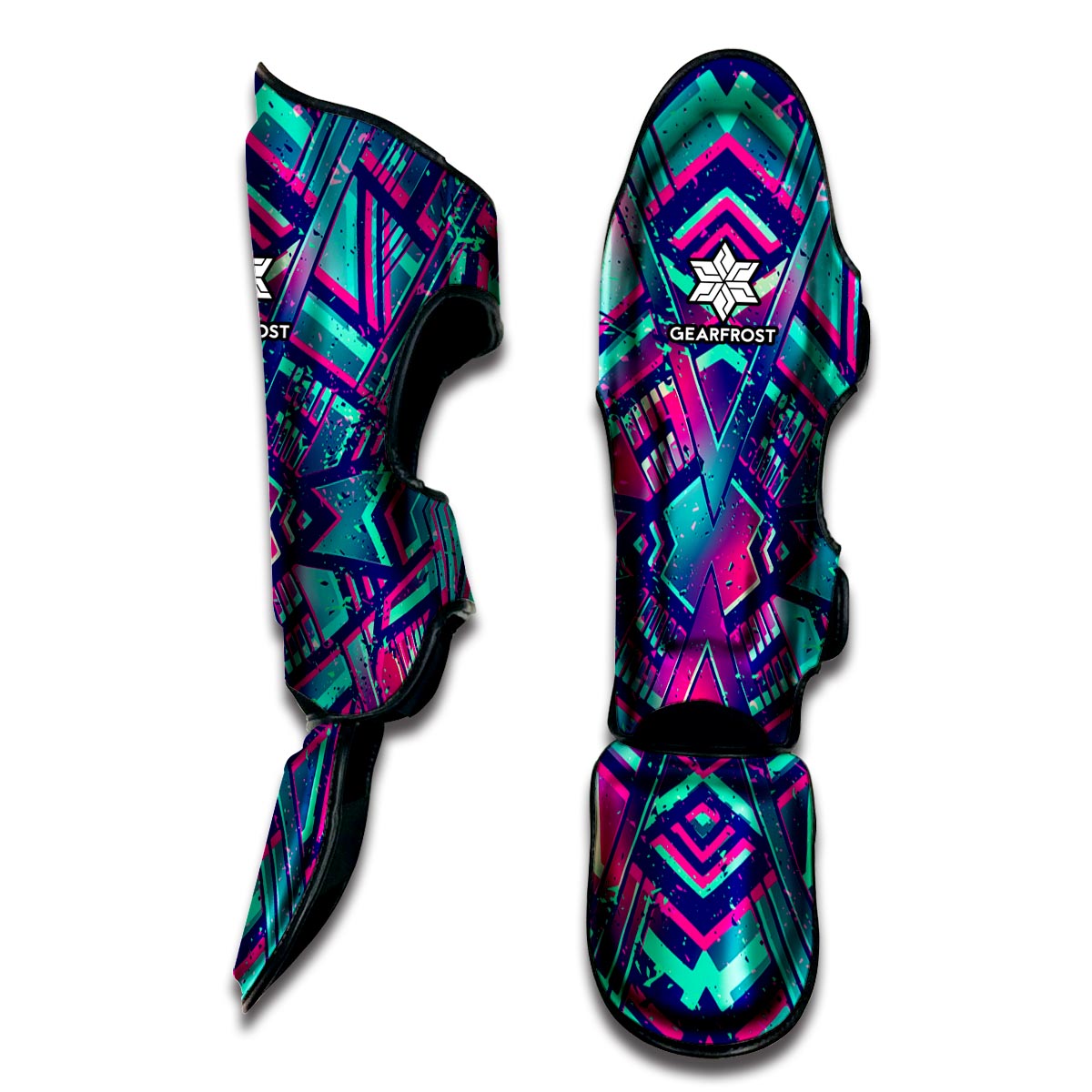 Neon Ethnic Aztec Trippy Print Muay Thai Shin Guard