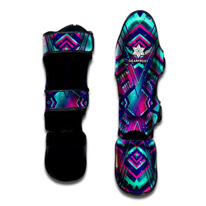 Neon Ethnic Aztec Trippy Print Muay Thai Shin Guard