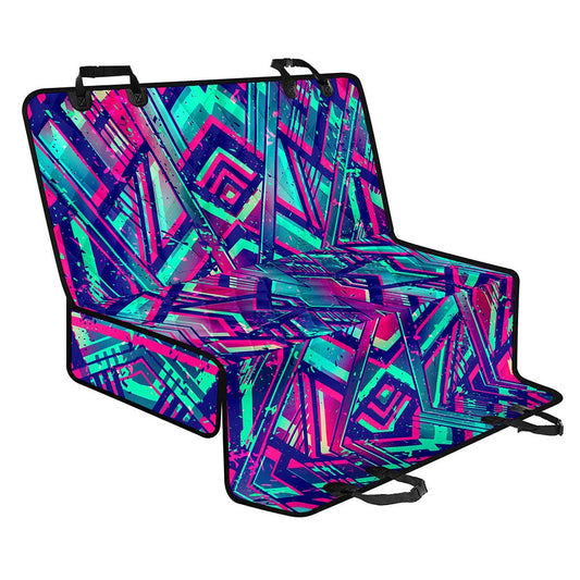 Neon Ethnic Aztec Trippy Print Pet Car Back Seat Cover