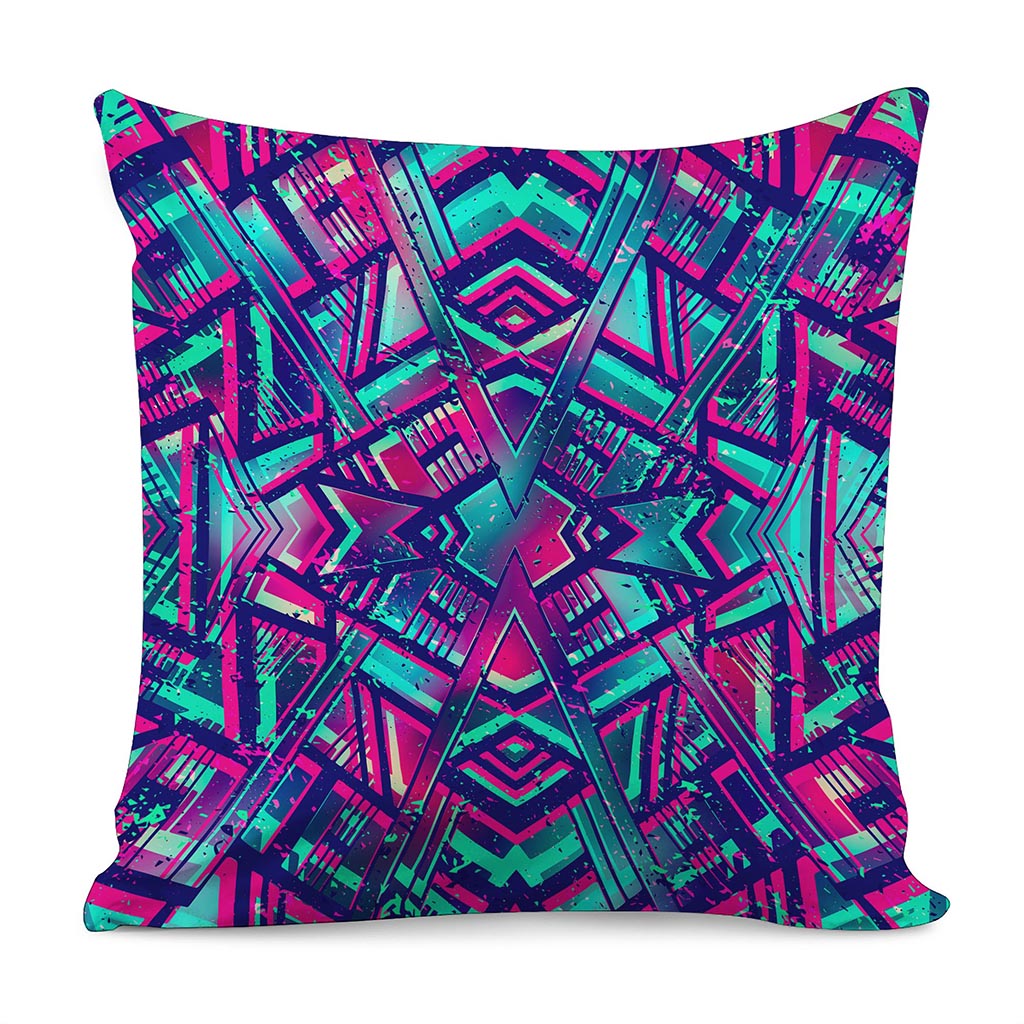 Neon Ethnic Aztec Trippy Print Pillow Cover