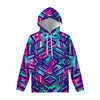 Neon Ethnic Aztec Trippy Print Pullover Hoodie