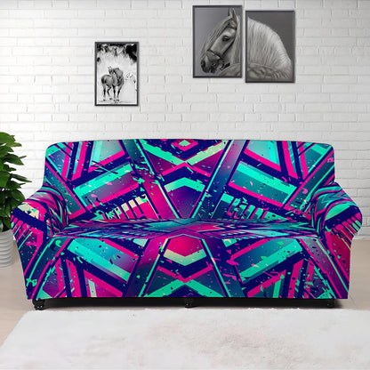Neon Ethnic Aztec Trippy Print Sofa Cover