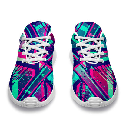 Neon Ethnic Aztec Trippy Print Sport Shoes GearFrost