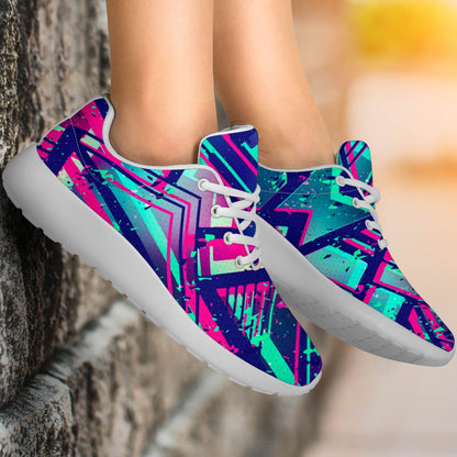 Neon Ethnic Aztec Trippy Print Sport Shoes GearFrost