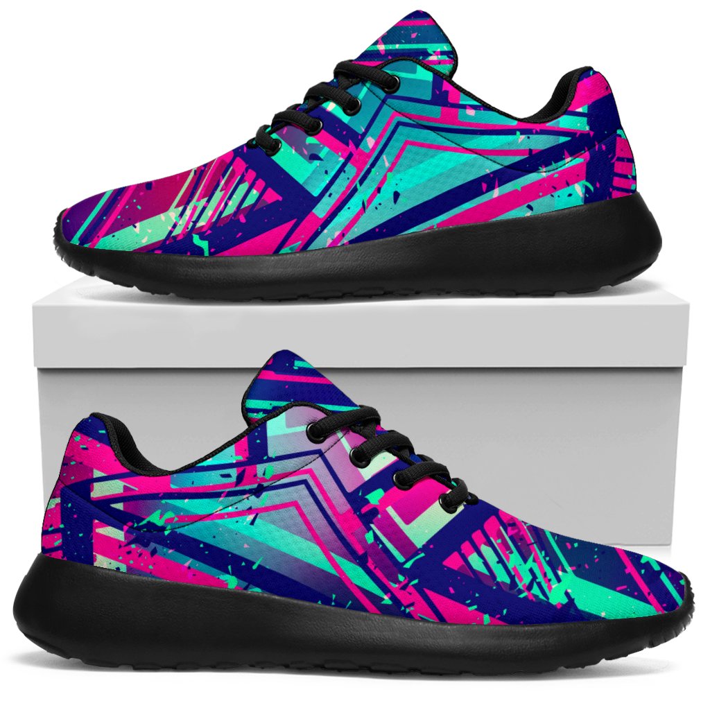 Neon Ethnic Aztec Trippy Print Sport Shoes GearFrost