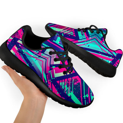 Neon Ethnic Aztec Trippy Print Sport Shoes GearFrost