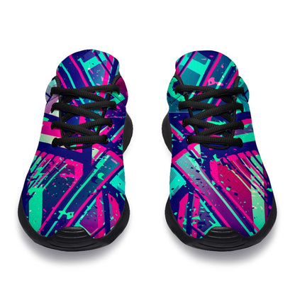 Neon Ethnic Aztec Trippy Print Sport Shoes GearFrost