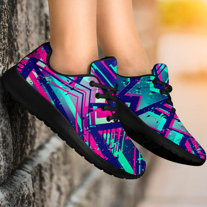 Neon Ethnic Aztec Trippy Print Sport Shoes GearFrost