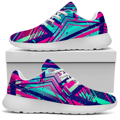 Neon Ethnic Aztec Trippy Print Sport Shoes GearFrost