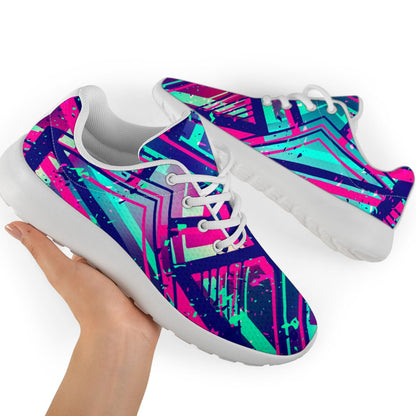 Neon Ethnic Aztec Trippy Print Sport Shoes GearFrost