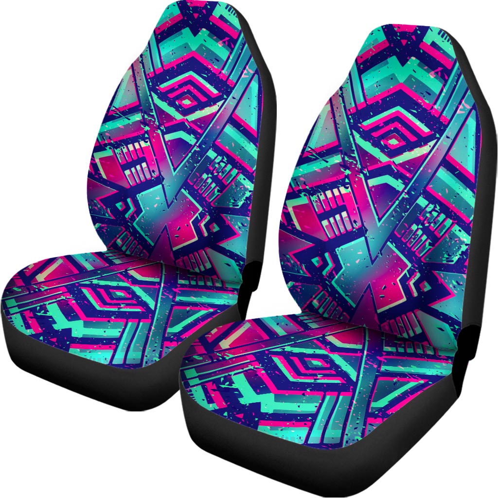 Neon Ethnic Aztec Trippy Print Universal Fit Car Seat Covers