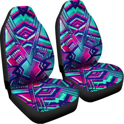 Neon Ethnic Aztec Trippy Print Universal Fit Car Seat Covers