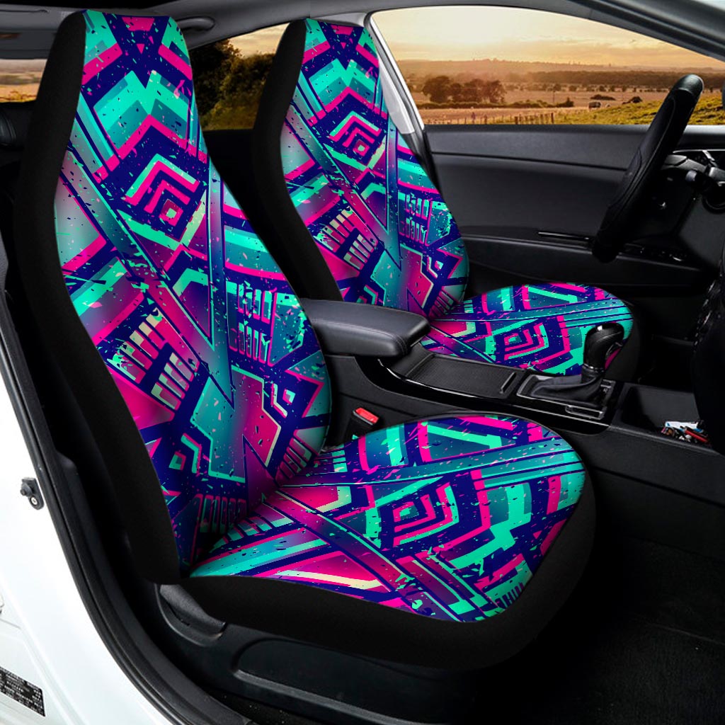 Neon Ethnic Aztec Trippy Print Universal Fit Car Seat Covers
