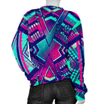 Neon Ethnic Aztec Trippy Print Women's Crewneck Sweatshirt GearFrost