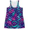 Neon Ethnic Aztec Trippy Print Women's Racerback Tank Top