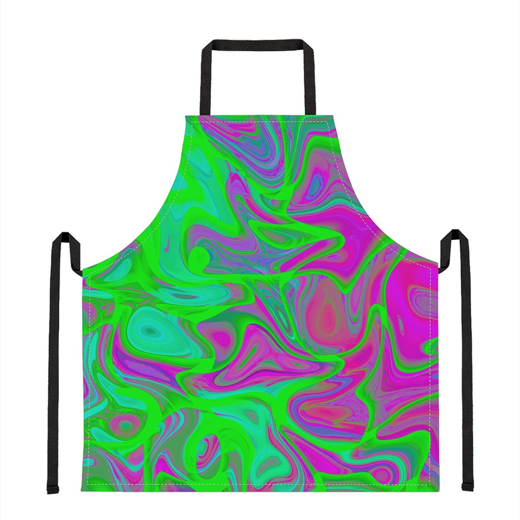 Neon Green Pink Psychedelic Trippy Print Apron