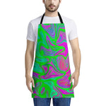 Neon Green Pink Psychedelic Trippy Print Apron