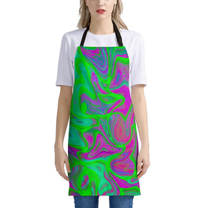 Neon Green Pink Psychedelic Trippy Print Apron