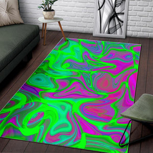 Neon Green Pink Psychedelic Trippy Print Area Rug GearFrost