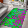 Neon Green Pink Psychedelic Trippy Print Area Rug GearFrost