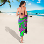 Neon Green Pink Psychedelic Trippy Print Beach Sarong Wrap