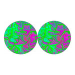 Neon Green Pink Psychedelic Trippy Print Car Coasters