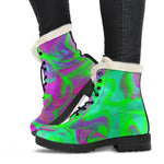 Neon Green Pink Psychedelic Trippy Print Comfy Boots GearFrost