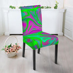 Neon Green Pink Psychedelic Trippy Print Dining Chair Slipcover