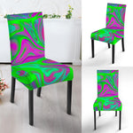 Neon Green Pink Psychedelic Trippy Print Dining Chair Slipcover