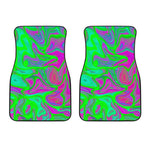 Neon Green Pink Psychedelic Trippy Print Front Car Floor Mats