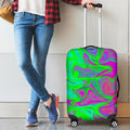 Neon Green Pink Psychedelic Trippy Print Luggage Cover