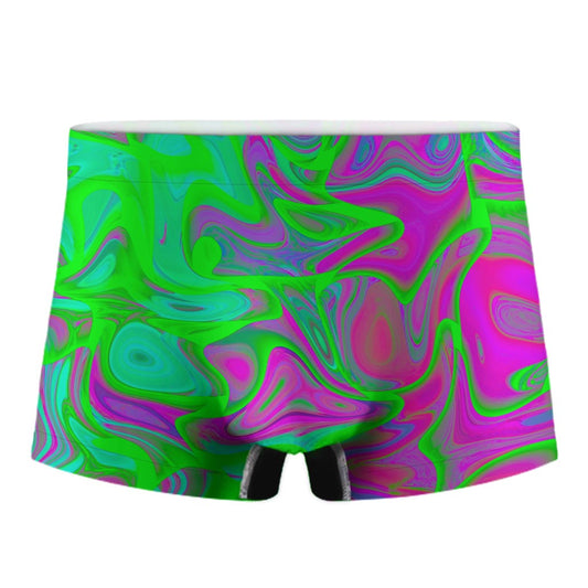 Neon Green Pink Psychedelic Trippy Print Men's Boxer Briefs