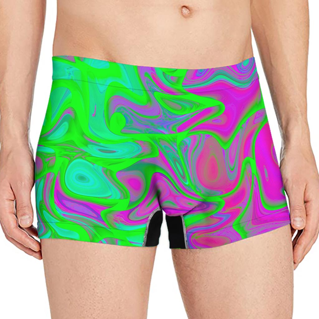Neon Green Pink Psychedelic Trippy Print Men's Boxer Briefs