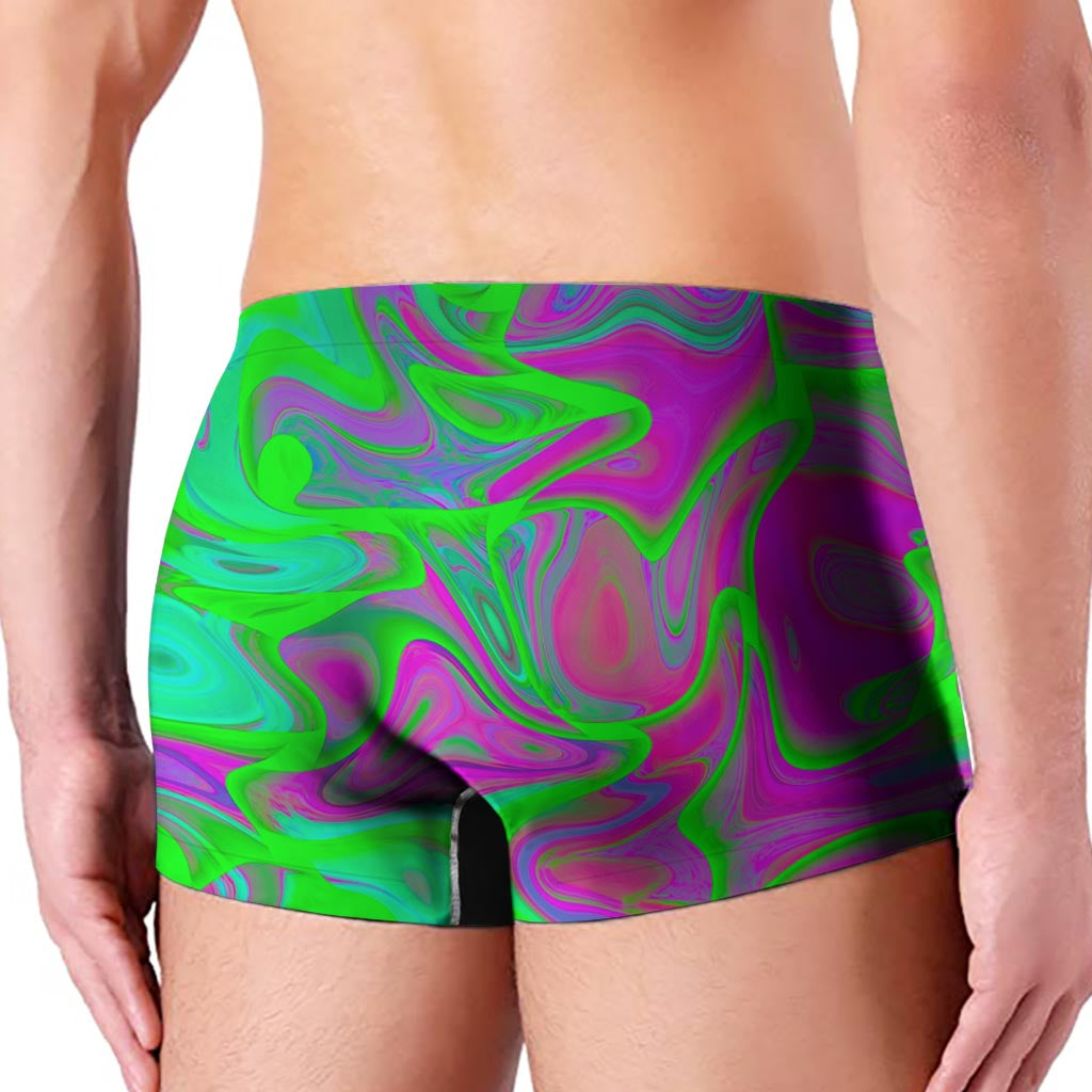 Neon Green Pink Psychedelic Trippy Print Men's Boxer Briefs