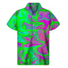 Neon Green Pink Psychedelic Trippy Print Men's Short Sleeve Shirt