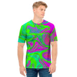 Neon Green Pink Psychedelic Trippy Print Men's T-Shirt