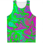 Neon Green Pink Psychedelic Trippy Print Men's Tank Top