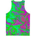 Neon Green Pink Psychedelic Trippy Print Men's Tank Top