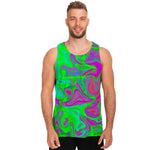 Neon Green Pink Psychedelic Trippy Print Men's Tank Top