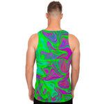 Neon Green Pink Psychedelic Trippy Print Men's Tank Top