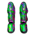 Neon Green Pink Psychedelic Trippy Print Muay Thai Shin Guards