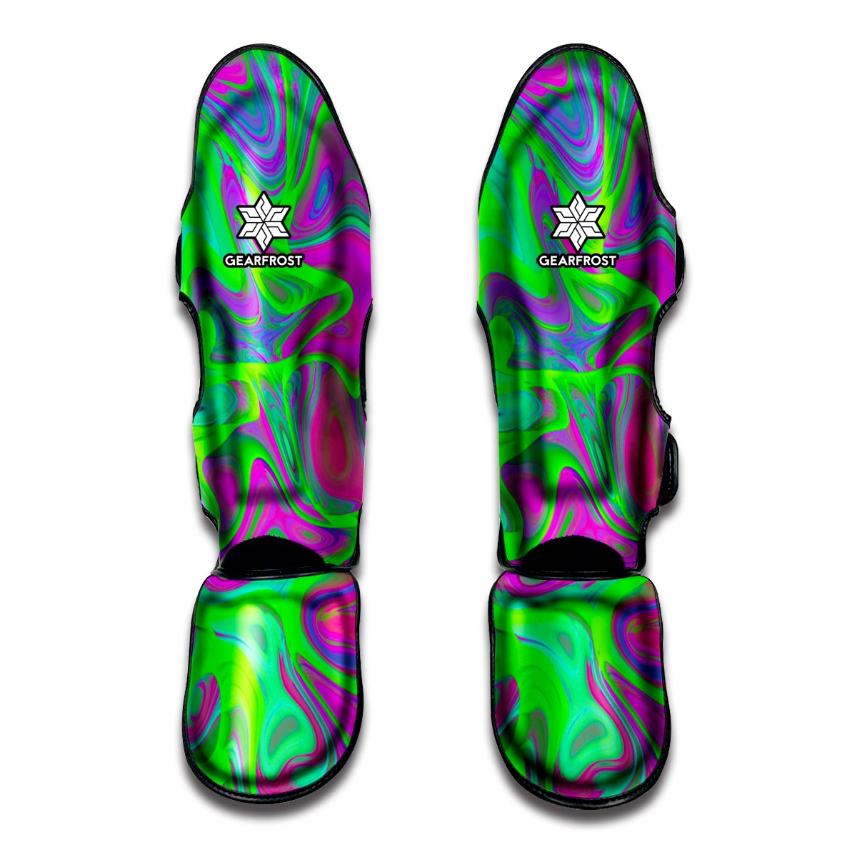 Neon Green Pink Psychedelic Trippy Print Muay Thai Shin Guard